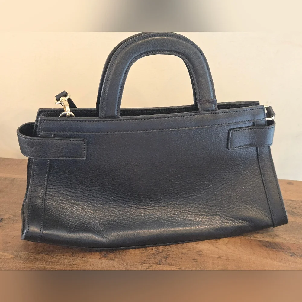 Valentino By Mario Valentino Ines Monogram Leather Satchel, Black